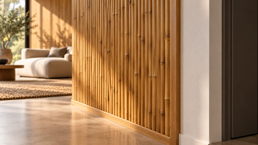 уголок с бамбуковыми панелями